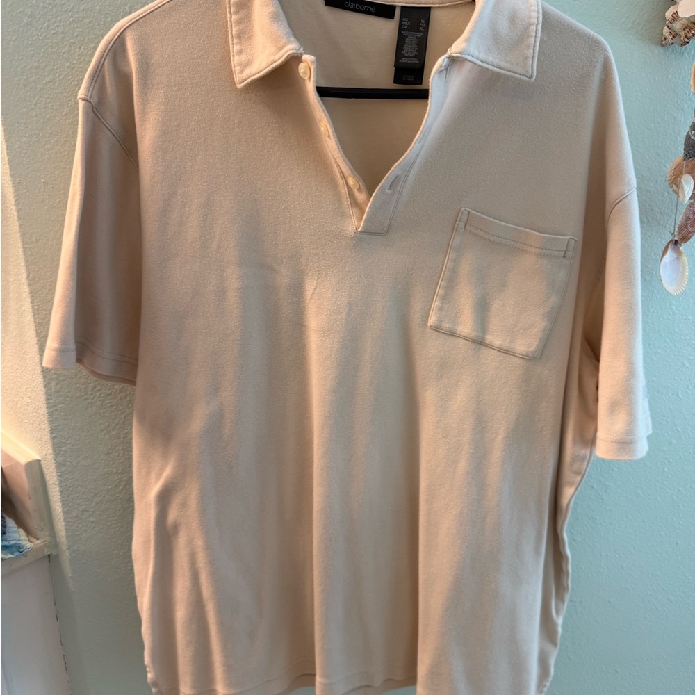 Claiborne Men's Cream Polo Shirt